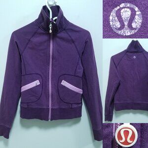 Lululemon Vintage Vancouver Purple Jacket Zip High Neck Size 8 Medium Sweater